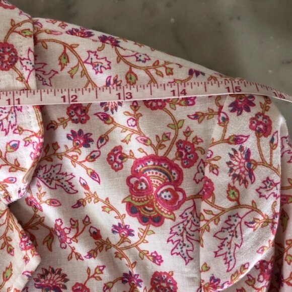 VICTORIA'S SECRET Linen Floral Print Lined 3/4 Sleeve Blazer 4 - Picture 12 of 17